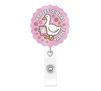 Teeglow Funny Cute Pink Silly Goose Nurse Badge Reel Cute Work Nurse Badge Reels Retractable Holder Nursing CNA RN Pediatric Doctor Medical Student Office Social Workers Accessories Gifts for Women