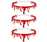 Teegxddy Pack of 3 Halloween Face Stickers, Creative Bloody Cut Blood Stains, Red Simulated Bleeding Collar, Suitable for Halloween, Carnival, Day of the Dead, Masquerades