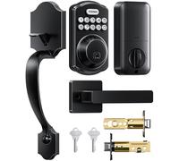 TEEHO TK001H Keyless Entry Door Lock with Handle Set, Electronic Deadbolt Keypad Door Lock with Code, Smart Locks for Front Door, Exterior Door Handle, Auto-Lock, Easy to Install, Matte Black
