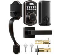 TEEHO TK001H Keyless Entry Door Lock with Handle Set, Electronic Deadbolt Keypad Door Lock with Code, Smart Locks for Front Door, Exterior Door Handle, Auto-Lock, Easy to Install, Oil-Rubbed Bronze