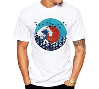 TEEHUB Hipster The Great Sunset Record Wave Men T-Shirt Funny White L