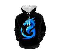 teeinprint Blue Dragon Hoodies for Men Plus Size Drawstring Hoodie Oversized Hooded Sweatshirts Long Sleeve Lightweight Pullover Sweatshirt with Pocket Size 5XL