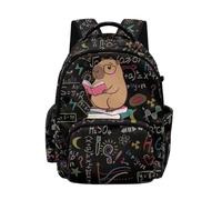 teeinprint Capybara Backpack for Girls 6-8 10-12 Elementary School Bag Math Formula 17 inch Bookbag Large Capacity Kids Schoolbag for Kindergarten Primary Back to School Supplies