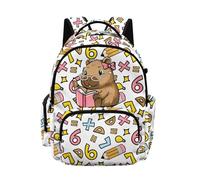 teeinprint Capybara Backpack for School Girls 4th Grade School Bag Math Formula Print 17 Inch Bookbag with Front Pocket for Primary Elementary School