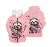 teeinprint Teen Girl Sloth Hoodies Trendy Y2K Zip up Hoodie Cherry Blossom Long Sleeve Sweatshirts Jacket Lightweight Loose Fit Sports Coat Casual Outerwear with Pocket