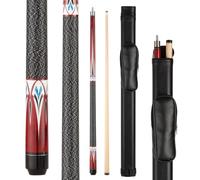 Teekerwan Pool Cue Stick - 58 inch Maple Billiard Pool Stick, 19/20/21 oz 1/2 Maple Pool Cue Stick Kit, 2-Piece Billiard Pool Cue Stick (Wine Red with Case(20 oz/12.5mm))