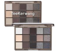 Teekerwang 15 Colors Black White Smokey Eye Shadow Palette Makeup, Dark Grey Smokey Goth Makeup Pallet, Neutral Matte Shimmer High Pigmented Basic Black White Gray Eyeshade for Halloween (15 Colors)