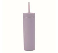 TEEKU 16oz Tumbler with Lid and Plastic Water Coffee Cup Bottle Slim Double Wall Reusable Cups Travel Mug 450ML Women (K, A)