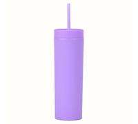 TEEKU 16oz Tumbler with Lid and Plastic Water Coffee Cup Bottle Slim Double Wall Reusable Cups Travel Mug 450ML Women (PP1, A)
