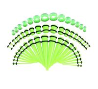TEEKU 50 Pieces Ear Stretching Kit Acrylic Tapers And Plugs + Silicone Tunnels Gauges Expander Set Body Piercing Jewelry Earwax Remover (Green, One Size)