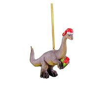 TEEKU Christmas Dinosaur Resin Ornament Santa Hat Xmas Tree