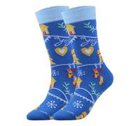 TEEKU Christmas Socks For Men Women Fun Cute Socks With Santas Reindeer Snowman Candy Pattern Xmas Novelty Socks Stockings for Women Pantyhose (Blue, One Size)