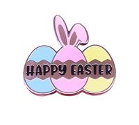 TEEKU Happy Easter Enamel Pin Easter Egg Bunny Badge Cute Cartoon Decor Holiday Jewelry Men Women Blazer Brooch Jewelry 1pc No Snag Hijab (Pink, One Size)
