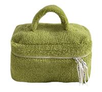 TEEKU Large Cosmetic Bag Cute Makeup Y2k Aesthetic Make Up Fleece For Purse Organizer for in (Green, One Size)