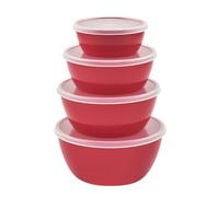 TEEKU Mixing Bowls with Lids Set - Multi Use Stackable Airtight Storage Containers Salad Microwave & Dishwasher Meal Prep Container of 4 Reusable Snack Bag (Red, One Size)
