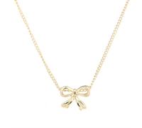 TEEKU Necklace Dainty Gold Necklace Bow Necklace Stack Cute Tiny Bow Pendant Necklace Trendy Necklaces Cute Jewelry for Gift Women Initial Heart Choker Necklace Pendant Necklace (AK, 11)