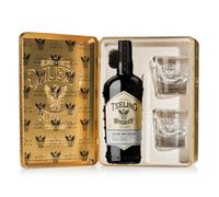 Teeling Small Batch Whiskey In Gold Tin with 2 Glasses & Branded Hip Flask