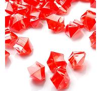 TeeLiy 150 PCS Acrylic Red Crushed Ice Rock Crystals Treasure Gem Plastic Fake Ice for Vase Fillers Decoration, Table Scatters, Event, Wedding, Arts & Crafts, Home Birthday Decoration