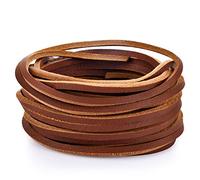 TeeLiy 3MM Flat Genuine Leather Cord - Natural Leather Lacing - Strip Cord Braiding String for Jewelry Making Shoe Lace Braided Bracelets Necklaces Handbags Knife Sheaths Brown (5Yards)