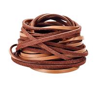 TeeLiy 3mm Flat Genuine Leather Cord, Strip Cord Braiding String Tan for Jewelry Making, Leather Shoe Lace, Arts & Crafts (Tan_3MM_5Yards)