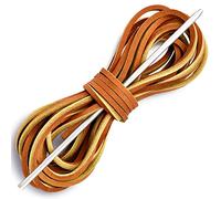 TeeLiy Leather Shoe Lacing Kit, 72" Leather Shoelaces for Boot Boat Shoes, Burnt Sienna, 72"_ 2 Strips