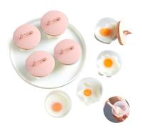 Teeloray Egg Poacher Cups, 4 Pcs Poached Egg Cooker with Lid and Oil Brush Egg Coddler 4 Shapes Reusable Egg Molds, BPA Free Nonstick Egg Poaching Cups for Boiled Eggs Without Shell, Pink(Pink)