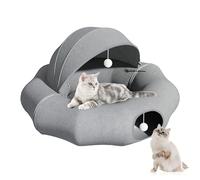 Teeloray Road Cat Tunnel, Round Cat Tunnel with Sleeping Space, Doughnut Circle Shape Cat Tunnel & Cat Bed Rustling Tunnel for Cats, Multifunctional Cat Toy for Cats, Diameter 90 cm