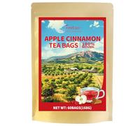 TeeLux Apple and Cinnamon Tea Bags 60 Count, Vegan, Aromatic, Caffeine Free, Fruit and Herbal Tea, for Hot or Iced Tea, Biodegradable Tea Bags