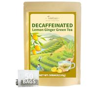 TeeLux Decaf Lemon Ginger Green Tea Bags 50 Count, Blend Natural Lemon Flavor, Ginger Root, Decaffeinated Sencha Green Tea, Spicy & Soothing & Healthy
