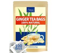 TeeLux Ginger Tea Bags 100 Count, Vegan, Pure Ginger Root Tea, Warm, Spicy | Made with Ginger Root, Wellness, Caffeine Free Herbal Tea, Antioxidants Rich, Sugar Free, Hot or Iced, Plant Fiber Teabags