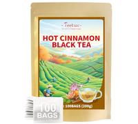 TeeLux Hot Cinnamon Black Tea Bags 100 Count, Vegan, Blend Cinnamon, Cloves, Orange Peel, Black Tea, Biodegradable Tea Bags