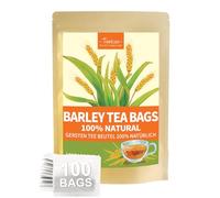 TeeLux Roasted Barley Tea Bags 100 Count, Pure Natural Barley, Mugicha, Unsweetened, Caffeine Free, Full-bodied, Biodegradable Tea Bags