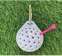 teemate Original Golf Tee Holder w/Clip-On Carabiner - Ideal for Wooden Tees/Bamboo Tees/Plastic Tees - Golf Bag Organiser Clip - Premium Golfing Accessories (White)