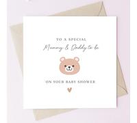 TEEMI-Baby Shower Greeting Card with Envelope - Special Mummy and Daddy to Be Card - Premium 300gsm Square Cardstock 5x5 Inch - Blank Inside Message Card