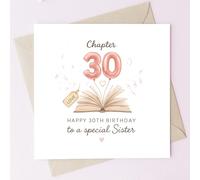 TEEMI-Chapter Birthday Card for Sister - 30th 40th 50th 60th 70th Birthday Milestone Greeting Card with Envelope, 300gsm Premium Cardstock, Book Balloon Design, Blank Inside for Special Sister