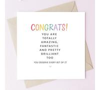 TEEMI-Congratulations Card - You Are Amazing Fantastic Brilliant Greeting Card with Envelope, 300gsm Premium Cardstock, Rainbow Colorful Design, Blank Inside for Achievement Graduation Promotion