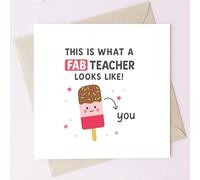 TEEMI-Cute Fab Teacher Appreciation Card - Funny Ice Cream Design, 5x5 inch Square Greeting Card with Envelope, Blank Inside for Thank You Messages