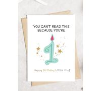 TEEMI-Funny First Birthday Card, Happy Birthday Little One Card, You Can’t Read This Because You’re 1