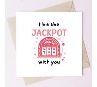 TEEMI-I Hit the Jackpot With You Card - Cute Anniversary & Valentine’s Day Greeting Card for Boyfriend, Girlfriend, Husband or Wife - 5x5 Premium 300gsm Square Love Card with Envelope - Blank Inside