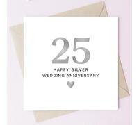 TEEMI-Milestone Wedding Anniversary Cards - Silver, Pearl & Golden Designs, 5x5 inch Square Greeting Card with Envelope, Minimalist Elegant Style, Premium 300gsm Blank Inside Card for Couples