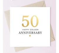 TEEMI-Milestone Wedding Anniversary Cards - Silver, Pearl & Golden Designs, 5x5 inch Square Greeting Card with Envelope, Minimalist Elegant Style, Premium 300gsm Blank Inside Card for Couples