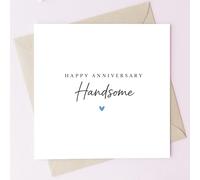 TEEMI-Minimalist Happy Anniversary Handsome Card - Elegant 5x5 Square Romantic Card for Him, Premium 300gsm Paper, Blank Inside, Includes Envelope