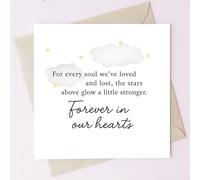 TEEMI-Sympathy Memorial Greeting Card with Envelope - Forever in Our Hearts Stars Cloud Design - Premium 300gsm Square Cardstock 5x5 Inch - Blank Condolence Card