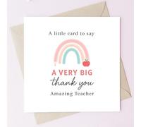 TEEMI-Teacher Thank You Card, 5x5'' Square Greeting Card with Envelope, A Very Big Thank You Amazing Teacher Card, Premium 300gsm Blank Inside