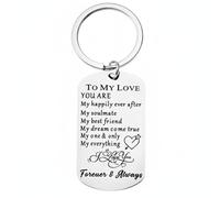 TEEMI-To My Love Keychain - Stainless Steel Engraved Couple Key Ring with Romantic Quote, Forever & Always Gift for Anniversary, Valentine’s Day, Wedding, or Birthday