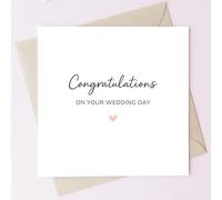 TEEMI-Wedding Card Congratulations - On Your Wedding Day Greeting Card with Envelope, 300gsm Premium Cardstock, Minimalist Elegant Design, Blank Inside for Bride Groom Couple Newlyweds