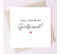 TEEMI-Will You Be My Girlfriend Card - Romantic Proposal Card for Her, Cute Minimalist Love Note, 5x5’’ Square Greeting Card with Envelope, Blank Inside for Personal Message, 300gsm Premium Paper