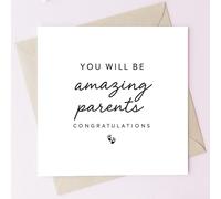 TEEMI-You Will Be Amazing Parents Card - Minimalist 5x5 Congratulations Greeting Card with Envelope, Premium 300gsm Blank Inside Card for Expecting Parents, New Baby Announcement, Gender Neutral Gift