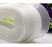 Teemico 50 Yards Stiff Polyester Horsehair Braid for Polyester Boning Sewing Wedding Dress Dance Formal Dress Accessories (White, 1 inch)