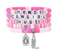 Teemotutu 6 Pcs Western Cowgirl Bracelet Set - Cowboy Carter Merch Jewelry for Women, Outfit Accessories for Concerts Parties, Valentine's Day Christmas Gifts for Women Men Fans, One Size, polymer